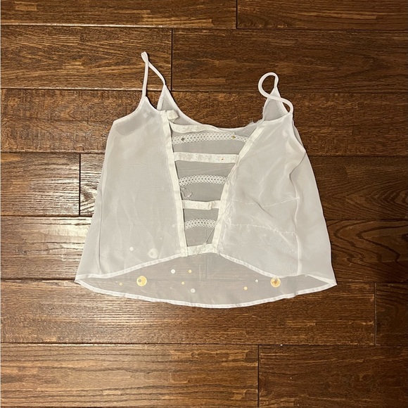 Custom White Dance Tank Top with Multiple Sized/Colored Sequins - Picture 2 of 2